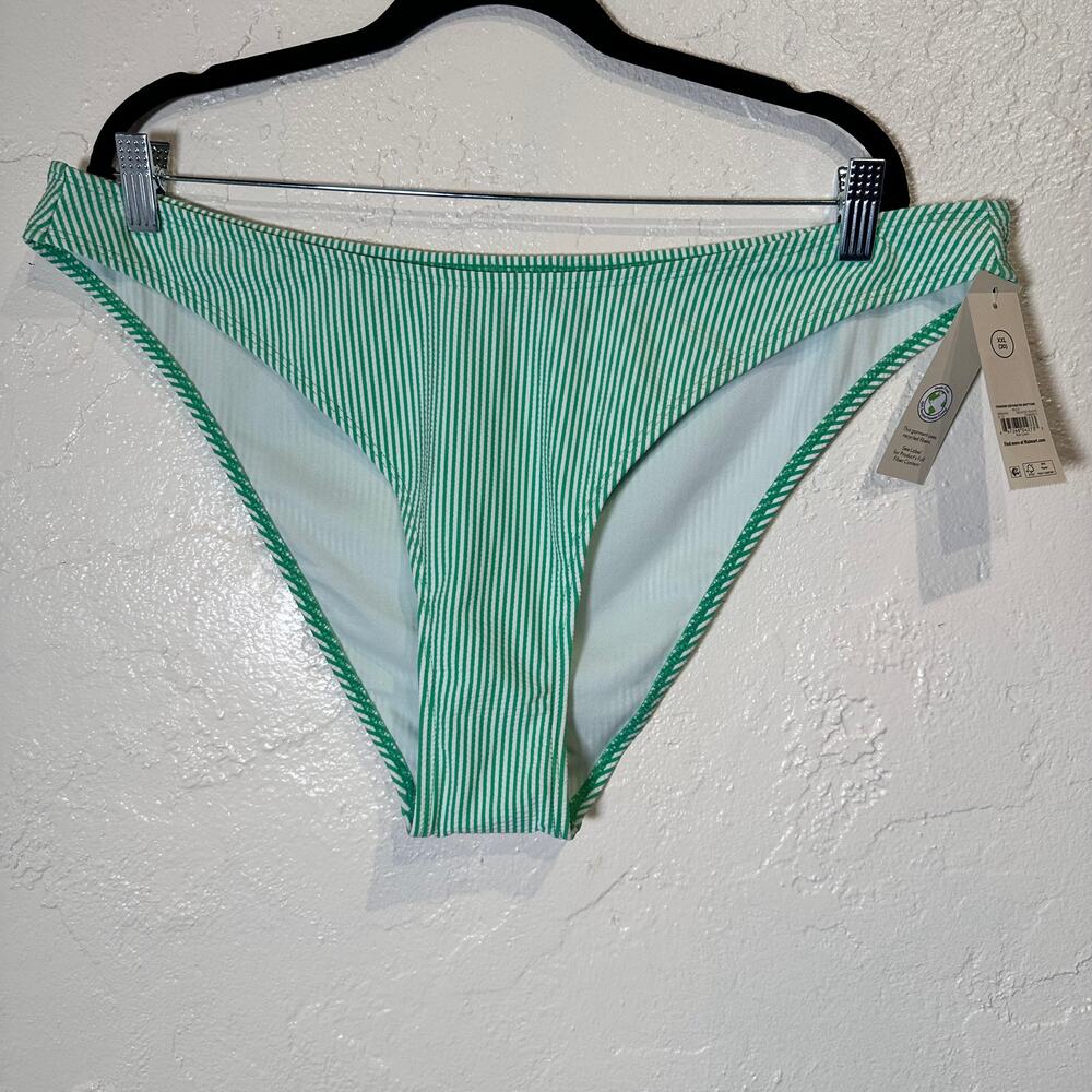 NWT No Boundaries NOBO Size XXL Bikini Bottoms Seersucker Green White Cheeky